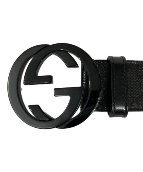GUCCI（グッチ）GUCCI (グッチ) インターロッキングG GGインプリメ レザー ベルト ブラックの古着・服飾アイテム