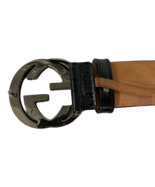 GUCCI（グッチ）GUCCI (グッチ) インターロッキングG GGインプリメ レザー ベルト ブラックの古着・服飾アイテム