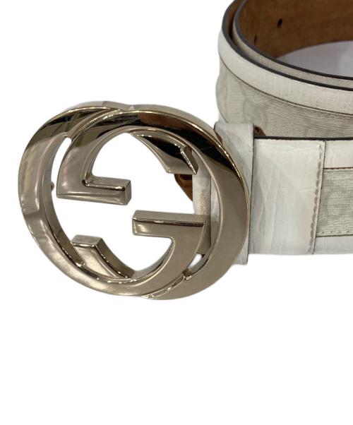 GUCCI（グッチ）GUCCI (グッチ) インターロッキングGバックルベルト ホワイトの古着・服飾アイテム