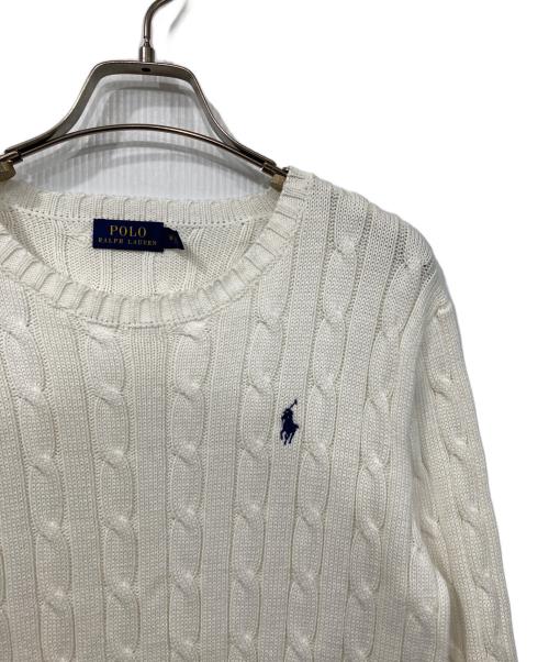 POLO RALPH LAUREN（ポロ・ラルフローレン）POLO RALPH LAUREN (ポロ・ラルフローレン) ケーブルニット ホワイト サイズ:Mの古着・服飾アイテム