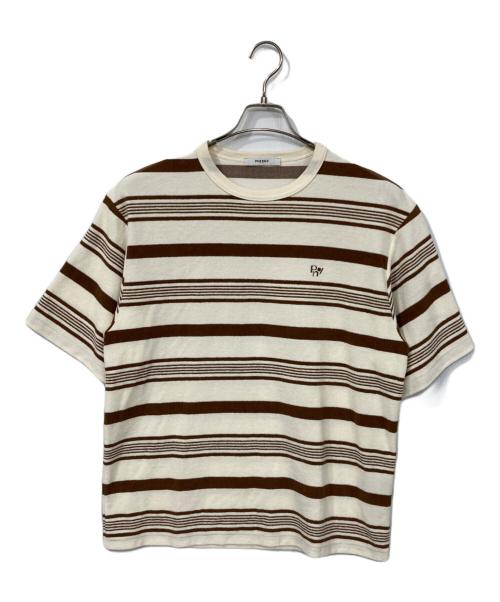 PHEENY（フィーニー）PHEENY (フィーニー) PILE BORDER S/S ベージュ×ブラウン サイズ:Fの古着・服飾アイテム