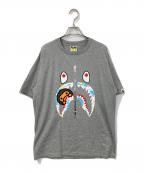 A BATHING APEアベイシングエイプ）の古着「シャークプリントコットンTシャツ」｜グレー
