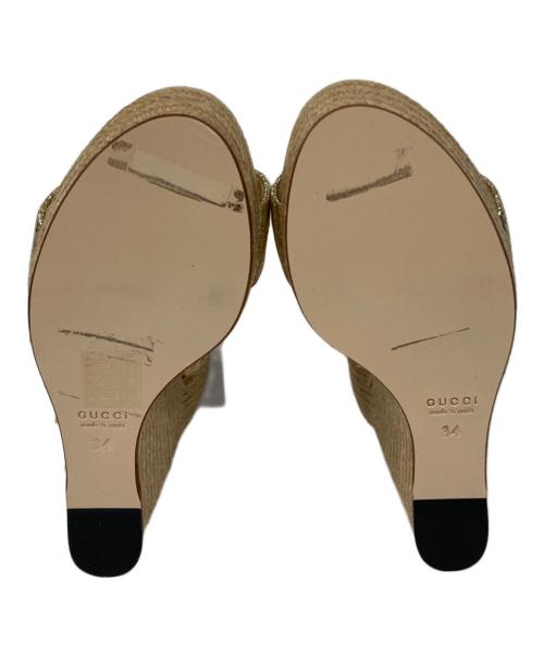 GUCCI（グッチ）GUCCI (グッチ) ホースビット・ウェッジソール・サンダル ベージュ サイズ:34の古着・服飾アイテム