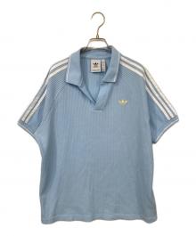 adidas（アディダス）の古着「ワッフル ニット ポロシャツ」｜ブルー