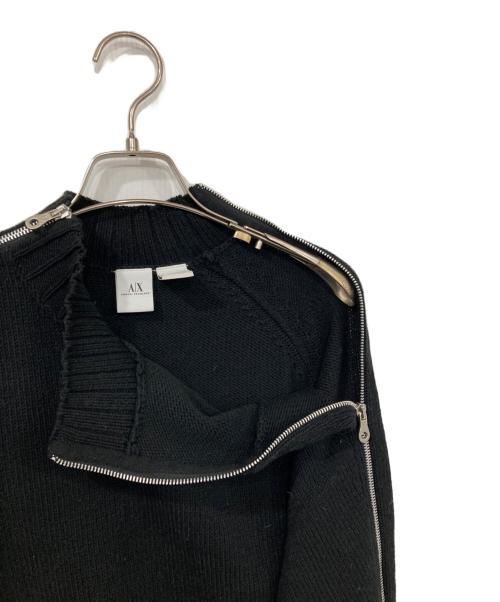 ARMANI EXCHANGE（アルマーニ エクスチェンジ）ARMANI EXCHANGE (アルマーニ エクスチェンジ) ジップデザインニット ブラック サイズ:XSの古着・服飾アイテム