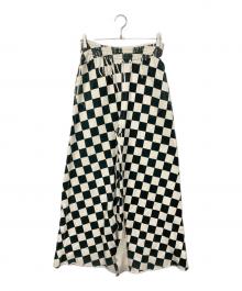 MM6 Maison Margiela（エムエムシックスメゾンマルジェラ）の古着「チェックスウェットパンツ」｜アイボリー×グリーン