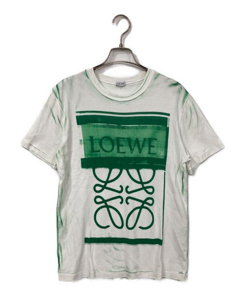 LOEWE（ロエベ）LOEWE (ロエベ) アナグラム ロゴプリントTシャツ ホワイト×グリーン サイズ:XSの古着・服飾アイテム