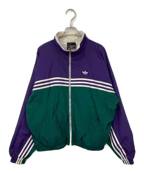 adidas（アディダス）adidas (アディダス) ナイロンジャケット パープル×グリーン サイズ:Lの古着・服飾アイテム