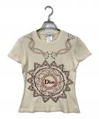 Christian Diorクリスチャン ディオール）の古着「スパンコール刺繍Tシャツ」｜ベージュ