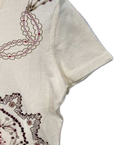 Christian Dior（クリスチャン ディオール）Christian Dior (クリスチャン ディオール) スパンコール刺繍Tシャツ ベージュ サイズ:38の古着・服飾アイテム