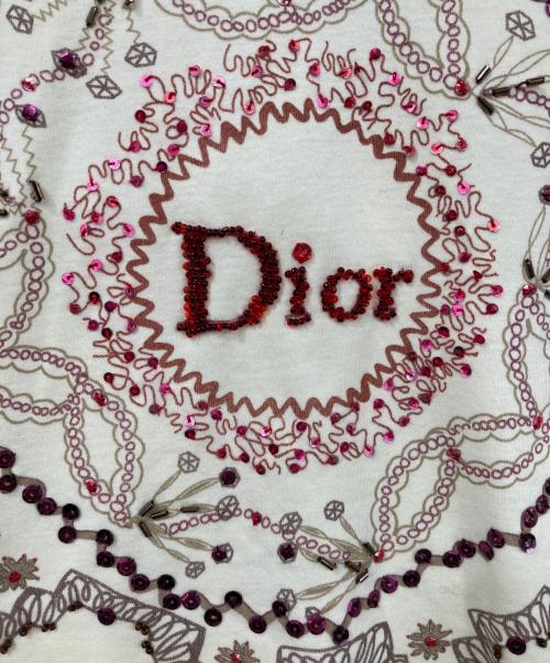 Christian Dior（クリスチャン ディオール）Christian Dior (クリスチャン ディオール) スパンコール刺繍Tシャツ ベージュ サイズ:38の古着・服飾アイテム