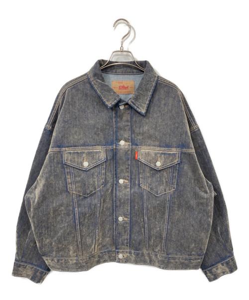 UNGRID（アングリッド）Ungrid (アングリッド) フロッキー起毛デニムジャケット インディゴ×ブラウン サイズ:Fの古着・服飾アイテム