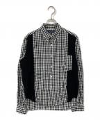 COMME des GARCONS HOMMEコムデギャルソン オム）の古着「07AW切替チェックシャツ」｜グレー×ブラック