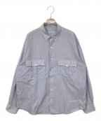 Porter Classicポータークラシック）の古着「ROLL UP STRIPE SHIRT/ロールアップストライプシャツ」｜ブルー