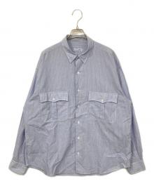 Porter Classic（ポータークラシック）の古着「ROLL UP STRIPE SHIRT/ロールアップストライプシャツ」｜ブルー