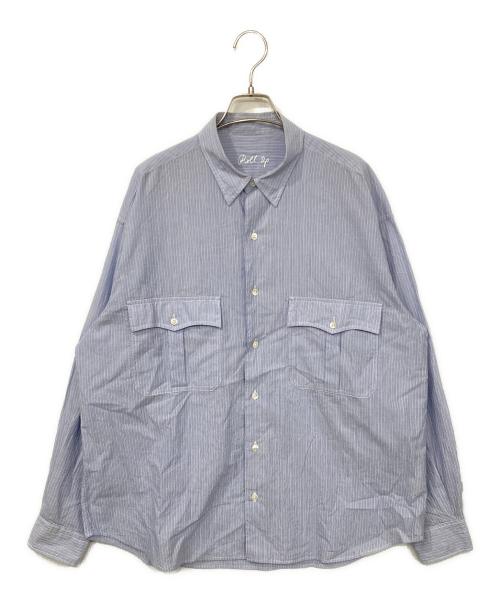 Porter Classic（ポータークラシック）Porter Classic (ポータークラシック) ROLL UP STRIPE SHIRT/ロールアップストライプシャツ ブルー サイズ:Lの古着・服飾アイテム