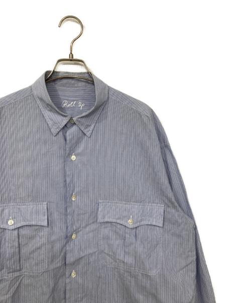 Porter Classic（ポータークラシック）Porter Classic (ポータークラシック) ROLL UP STRIPE SHIRT/ロールアップストライプシャツ ブルー サイズ:Lの古着・服飾アイテム