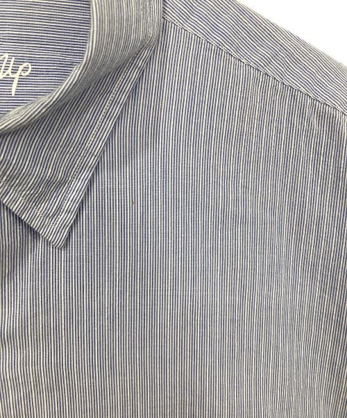 Porter Classic（ポータークラシック）Porter Classic (ポータークラシック) ROLL UP STRIPE SHIRT/ロールアップストライプシャツ ブルー サイズ:Lの古着・服飾アイテム