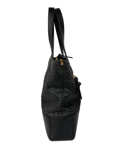 VIVIENNE TAM（ヴィヴィアンタム）VIVIENNE TAM (ヴィヴィアンタム) パイソン型押しトートバッグ ブラックの古着・服飾アイテム