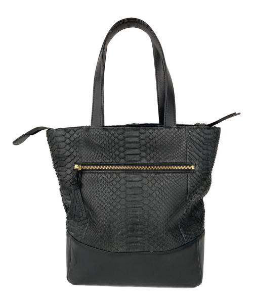 VIVIENNE TAM（ヴィヴィアンタム）VIVIENNE TAM (ヴィヴィアンタム) パイソン型押しトートバッグ ブラックの古着・服飾アイテム