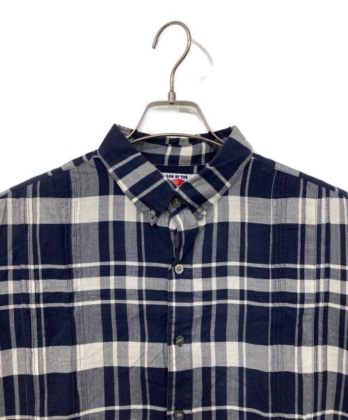 son of the cheese（（サノバチーズ））son of the cheese (（サノバチーズ）) チェックキューバシャツ ネイビー×グレー サイズ:Lの古着・服飾アイテム