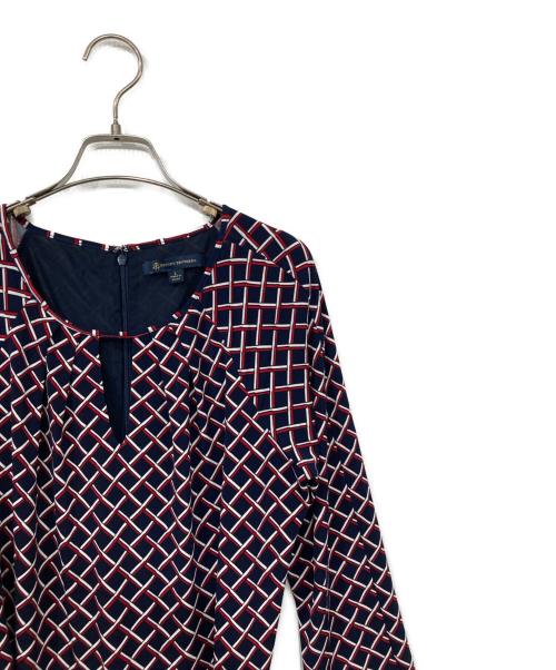 BROOKS BROTHERS（ブルックスブラザーズ）BROOKS BROTHERS (ブルックスブラザーズ) ストレッチジャージーワンピース ネイビー×レッド サイズ:Lの古着・服飾アイテム