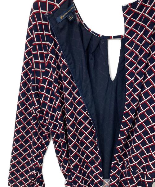 BROOKS BROTHERS（ブルックスブラザーズ）BROOKS BROTHERS (ブルックスブラザーズ) ストレッチジャージーワンピース ネイビー×レッド サイズ:Lの古着・服飾アイテム