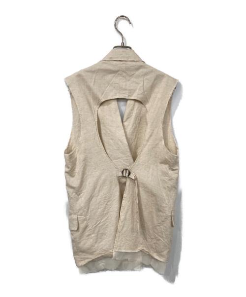 htage（テージ）Htage (テージ) バックデザインリネン混ノースリジャケット ベージュ サイズ:FREEの古着・服飾アイテム