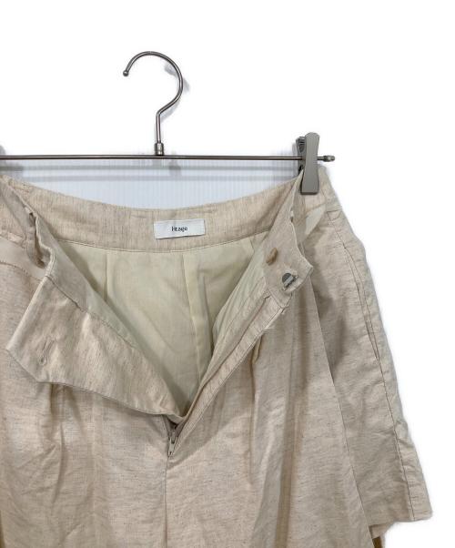 htage（テージ）Htage (テージ) サイドデザインリネン混タックパンツ ベージュ サイズ:Sの古着・服飾アイテム