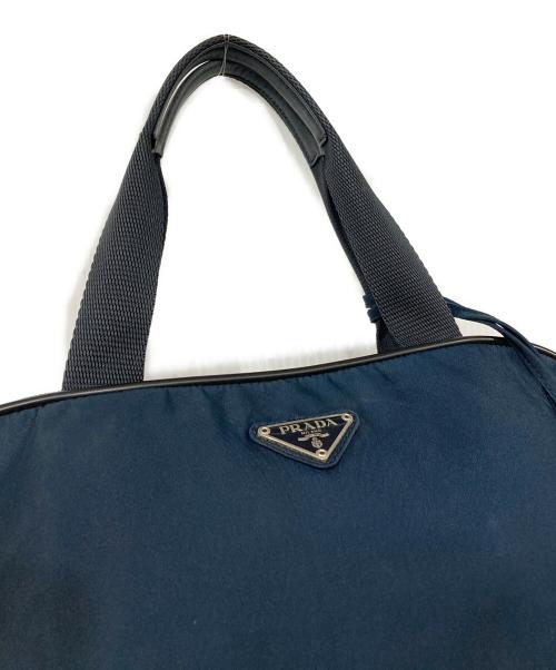 PRADA（プラダ）PRADA (プラダ) トライアングルロゴナイロンハンドバッグ ネイビーの古着・服飾アイテム