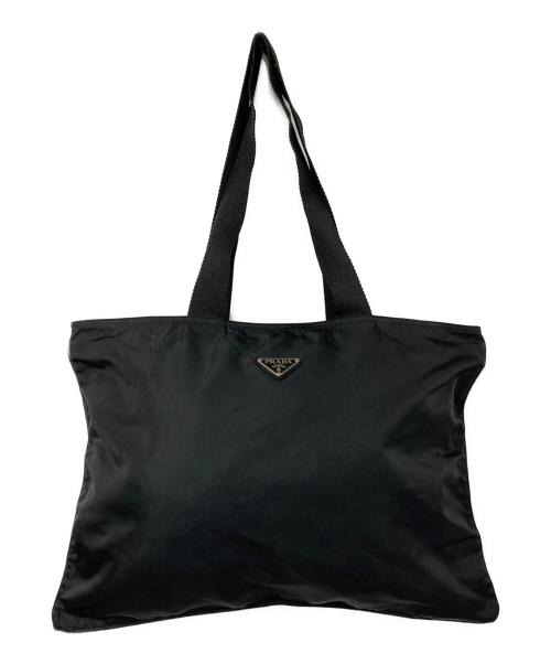 PRADA（プラダ）PRADA (プラダ) トライアングルロゴナイロントートバッグ ブラックの古着・服飾アイテム