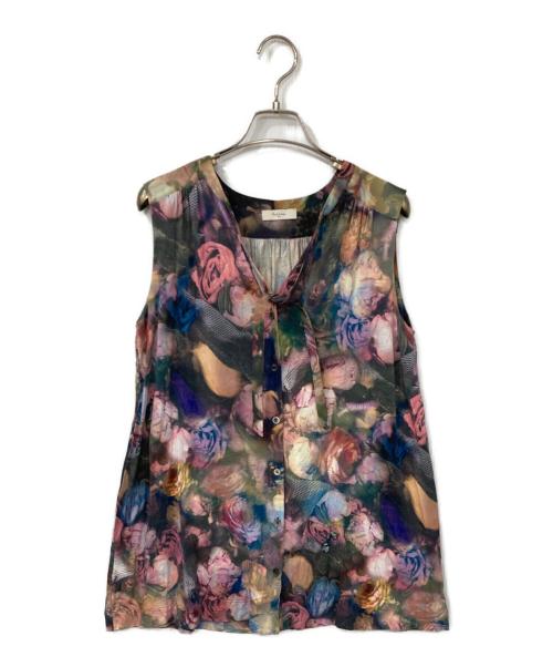PAUL SMITH（ポールスミス）PAUL SMITH (ポールスミス) 花柄ノースリーブブラウス ピンク×グリーン サイズ:Mの古着・服飾アイテム