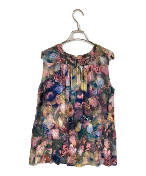 PAUL SMITH（ポールスミス）PAUL SMITH (ポールスミス) 花柄ノースリーブブラウス ピンク×グリーン サイズ:Mの古着・服飾アイテム