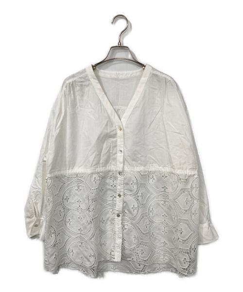 SHENERY（シーナリー）SHENERY (シーナリー) カットワークレースペプラムブラウ ホワイト サイズ:Fの古着・服飾アイテム