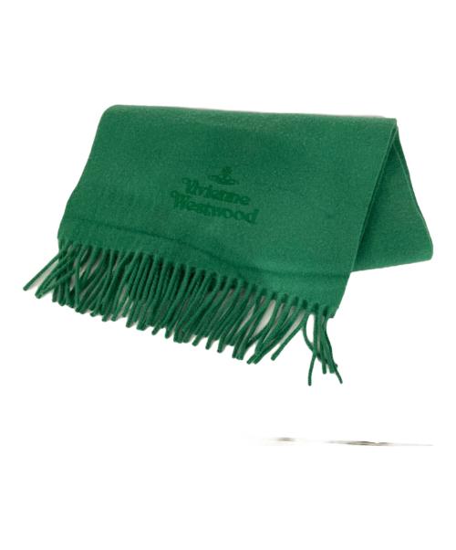 Vivienne Westwood（ヴィヴィアンウエストウッド）Vivienne Westwood (ヴィヴィアンウエストウッド) ロゴ刺繍ウールマフラー グリーンの古着・服飾アイテム