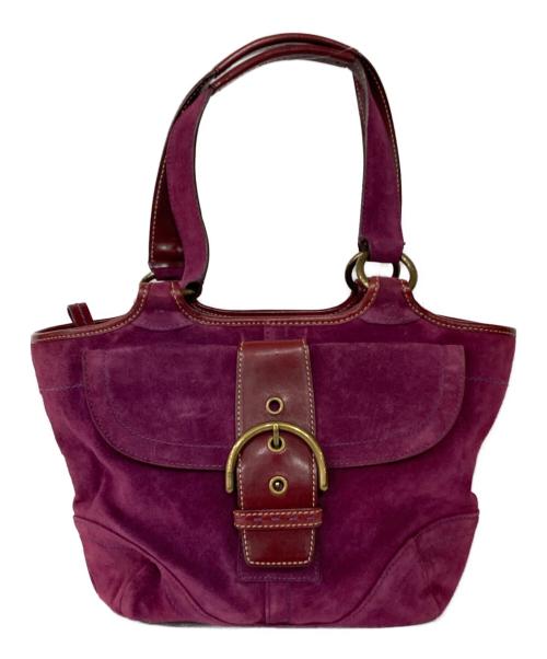 COACH（コーチ）COACH (コーチ) スウェードハンドバッグ パープルの古着・服飾アイテム