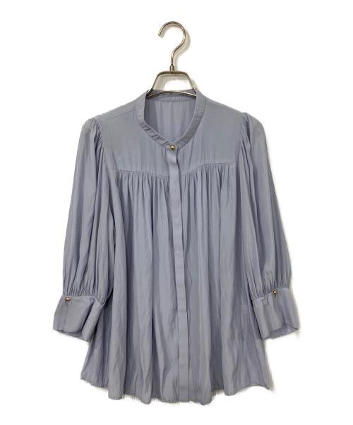 NOLLEY'S（ノーリーズ）NOLLEY'S (ノーリーズ) 5分袖ギャザーブラウス ブルー サイズ:38の古着・服飾アイテム