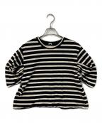 IENAイエナ）の古着「ボリュームスリーブTシャツ」｜ブラック×ホワイト