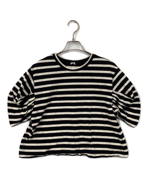 IENA（イエナ）IENA (イエナ) ボリュームスリーブTシャツ ブラック×ホワイト サイズ:表記無しの古着・服飾アイテム