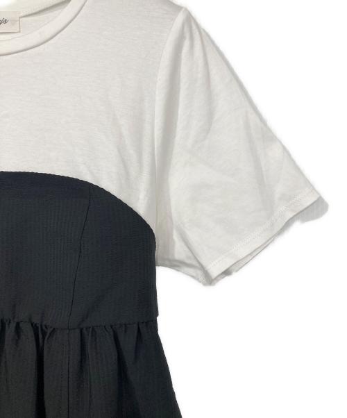 NOLLEY'S（ノーリーズ）NOLLEY'S (ノーリーズ) ビスチェ風コンビTシャツ ホワイト×ブラック サイズ:38の古着・服飾アイテム