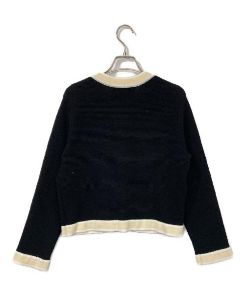 NOLLEY'S（ノーリーズ）NOLLEY'S (ノーリーズ) 配色ニットジャケット ブラック×アイボリー サイズ:38の古着・服飾アイテム