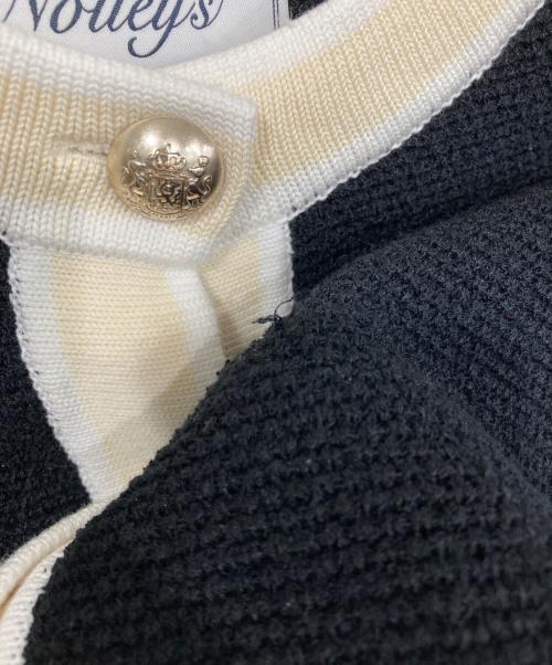 NOLLEY'S（ノーリーズ）NOLLEY'S (ノーリーズ) 配色ニットジャケット ブラック×アイボリー サイズ:38の古着・服飾アイテム