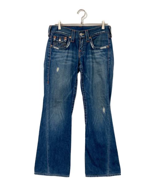 TRUE RELIGION（トゥルー レリジョン）TRUE RELIGION (トゥルー レリジョン) JOEYダメージ加工フレアデニムパンツ インディゴ サイズ:W28×L33の古着・服飾アイテム