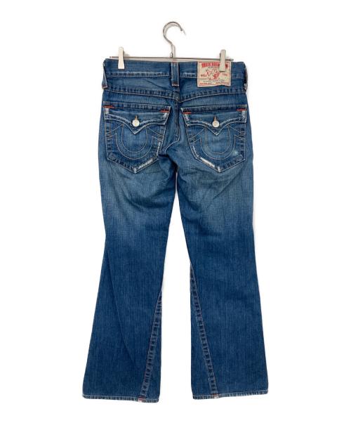 TRUE RELIGION（トゥルー レリジョン）TRUE RELIGION (トゥルー レリジョン) JOEYダメージ加工フレアデニムパンツ インディゴ サイズ:W28×L33の古着・服飾アイテム