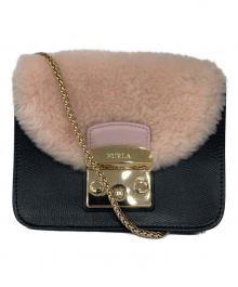 FURLA（フルラ）の古着「メトロポリスショルダーバッグ」｜ピンク×ブラック