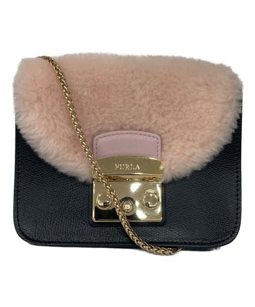 FURLA（フルラ）FURLA (フルラ) メトロポリスショルダーバッグ ピンク×ブラックの古着・服飾アイテム