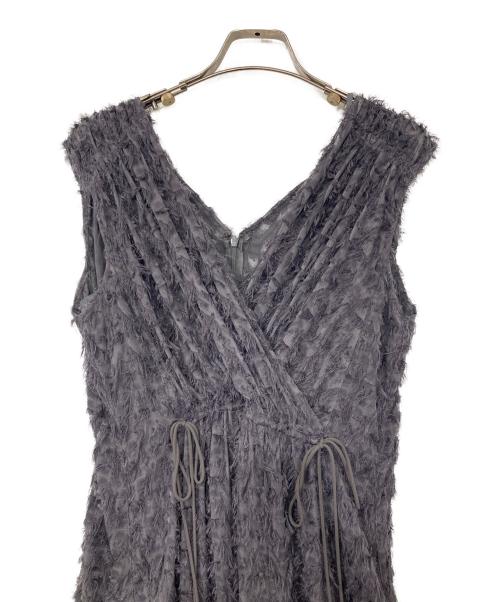 FRAY ID（フレイ アイディー）FRAY ID (フレイ アイディー) フリンジジャガードカシュクールワンピース グレー サイズ:1の古着・服飾アイテム