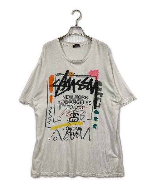 stussy（ステューシー）stussy (ステューシー) プリントTシャツ ホワイト サイズ:Lの古着・服飾アイテム