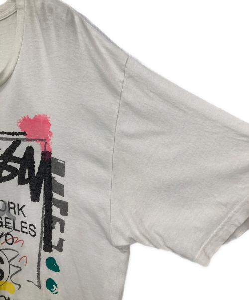 stussy（ステューシー）stussy (ステューシー) プリントTシャツ ホワイト サイズ:Lの古着・服飾アイテム