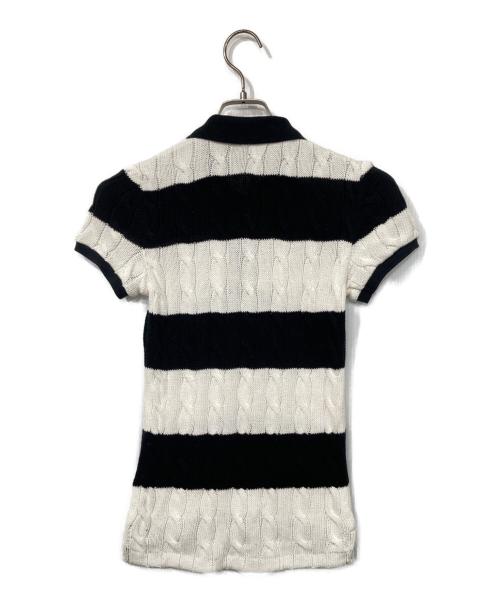 POLO RALPH LAUREN（ポロ・ラルフローレン）POLO RALPH LAUREN (ポロ・ラルフローレン) ケーブルニットポロシャツ ホワイト×ブラック サイズ:XSの古着・服飾アイテム